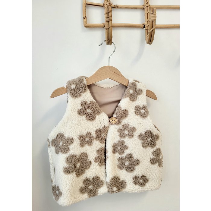 Ecru bloemen gilet