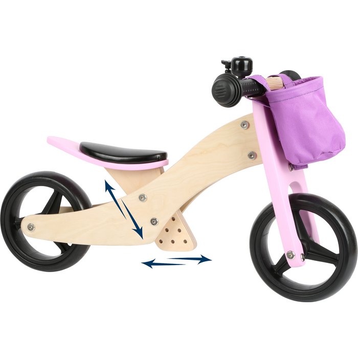 Loopfiets Trike 2 In 1 Roze | Wielen | Houten speelgoed