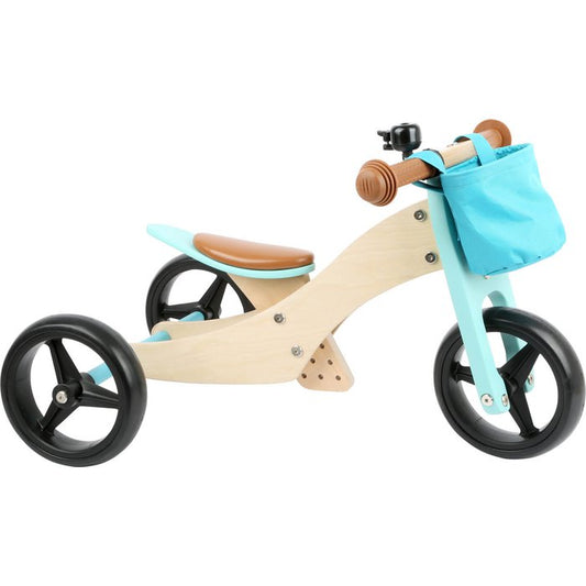 Loopfiets trike 2 in 1 turkoois | Wielen | Houten speelgoed