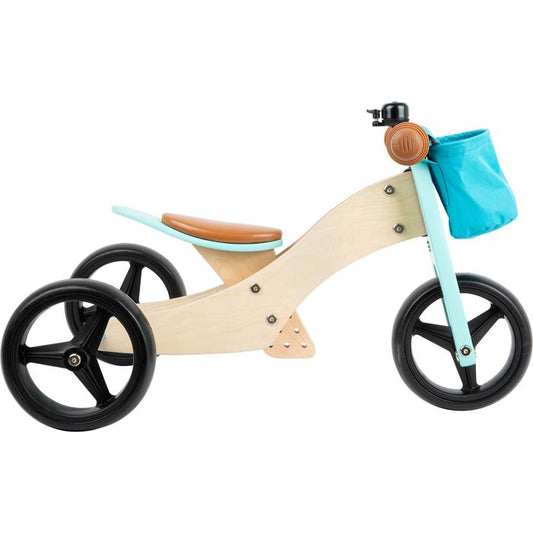 Loopfiets trike 2 in 1 turkoois | Wielen | Houten speelgoed