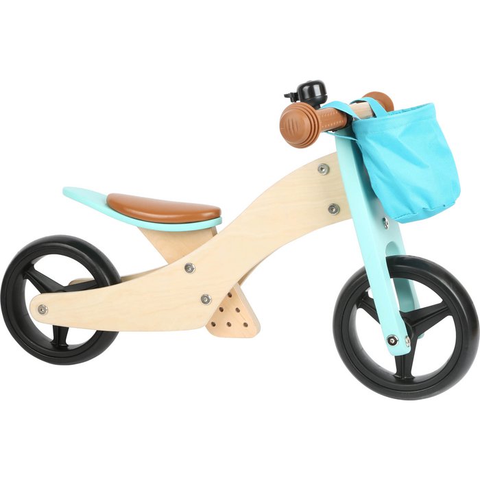 Loopfiets trike 2 in 1 turkoois | Wielen | Houten speelgoed