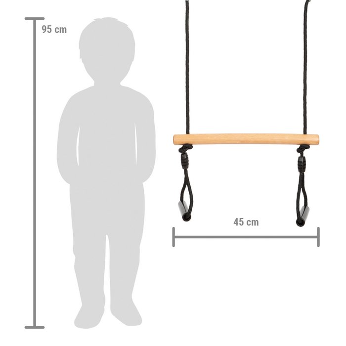 Trapezeschommel met gymnastiekringen “Black Line” | schommel | Hout