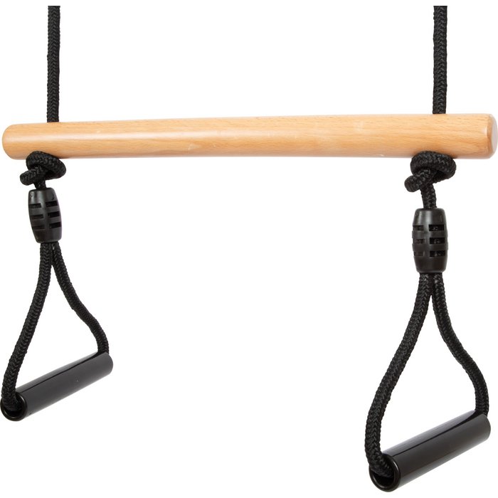 Trapezeschommel met gymnastiekringen “Black Line” | schommel | Hout
