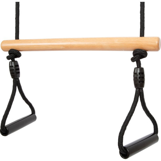 Trapezeschommel met gymnastiekringen “Black Line” | schommel | Hout