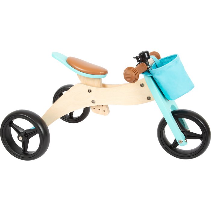 Loopfiets trike 2 in 1 turkoois | Wielen | Houten speelgoed