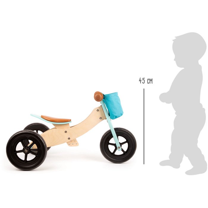 Loopfiets Trike Maxi 2 In 1 Turkoois | Wielen | Houten speelgoed